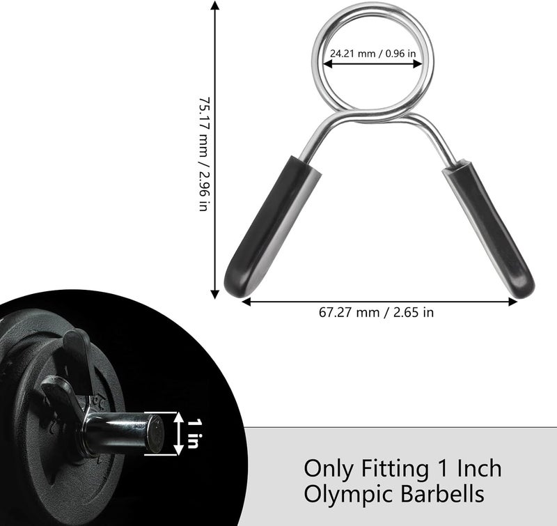AccEncyc Spring Clip Collars 1 Inch Olympic Barbell Clamps Dumbbell Clips Weight Bar Clips for Weightlifting, Powerlifting, Strength Training - Image 2